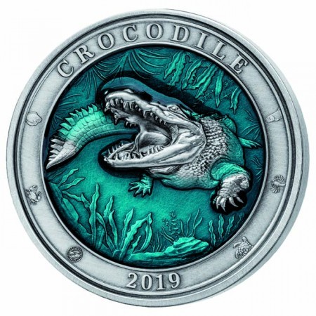 Krokodil 2019 3 uncia ezüst pénzérme Barbados
