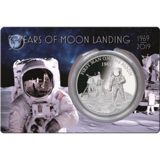 Az első ember a Holdon 1969-2019 1 uncia proof ezüst pénzérme Barbados