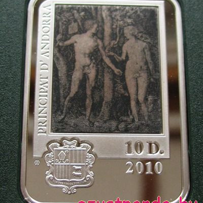 A Világ festői: Dürer - Andorra 2010 színes ezüst pénzérme A Világ festői: Dürer - Andorra 2010 színes ezüst pénzérme
