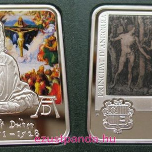 A Világ festői: Dürer - Andorra 2010 színes ezüst pénzérme A Világ festői: Dürer - Andorra 2010 színes ezüst pénzérme