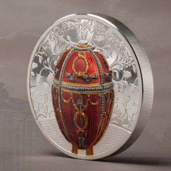 Fabergé tojás "Rózsabimbó" 2022 Liechtenstein 2 uncia ezüst pénzérme mongol névértékkel