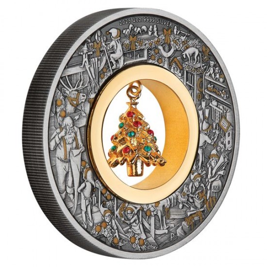 Karácsonyfa 2025 2 uncia antikolt ezüst pénzérme - CSAK 2500 PÉLDÁNYBAN! Karácsonyfa 2025 2 uncia antikolt ezüst pénzérme - CSAK 2500 PÉLDÁNYBAN!