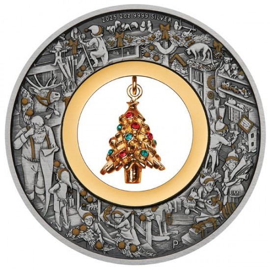 Karácsonyfa 2025 2 uncia antikolt ezüst pénzérme - CSAK 2500 PÉLDÁNYBAN! Karácsonyfa 2025 2 uncia antikolt ezüst pénzérme - CSAK 2500 PÉLDÁNYBAN!