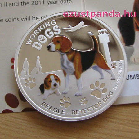 Beagle kutya 2011 1 uncia proof ezüst pénzérme