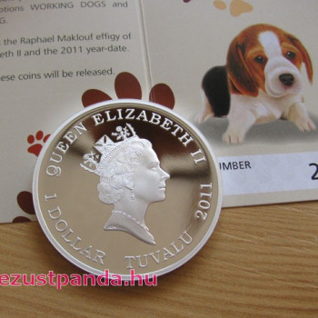 Beagle kutya 2011 1 uncia proof ezüst pénzérme