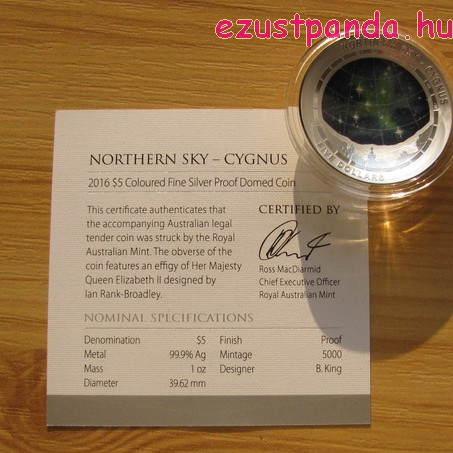 Cygnus (Hattyú csillagkép) ausztrál proof ezüst pénzérme