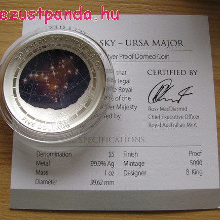 Ursa Major (Nagy Medve csillagkép) 2016 ausztrál proof ezüst pénzérme Ursa Major (Nagy Medve csillagkép) 2016 ausztrál proof ezüst pénzérme