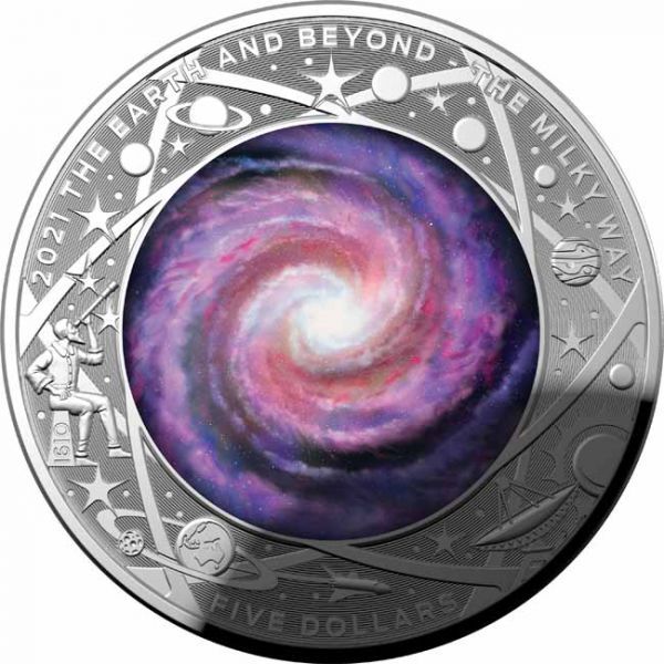 A Tejút 2021 ausztrál proof ezüst pénzérme, domború A Tejút 2021 ausztrál proof ezüst pénzérme, domború
