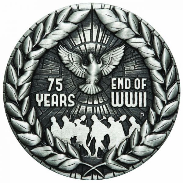 A 2. világháború vége 75. évforduló - ausztrál 2020 2 uncia antikolt ezüst pénzérme A 2. világháború vége 75. évforduló - ausztrál 2020 2 uncia antikolt ezüst pénzérme