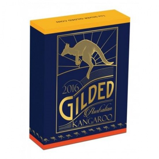 Kenguru 2016 1 uncia aranyozott ezüst pénzérme 999,9 finomságú Kenguru 2016 1 uncia aranyozott ezüst pénzérme 999,9 finomságú