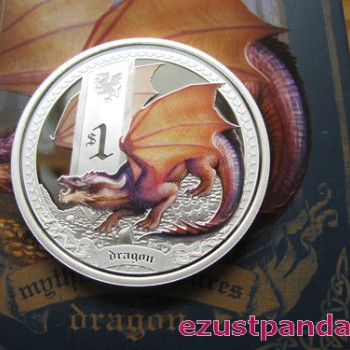 Mitológiai lények - Sárkány 2014 1 uncia színes ezüst pénzérme Mitológiai lények - Sárkány 2014 1 uncia színes ezüst pénzérme