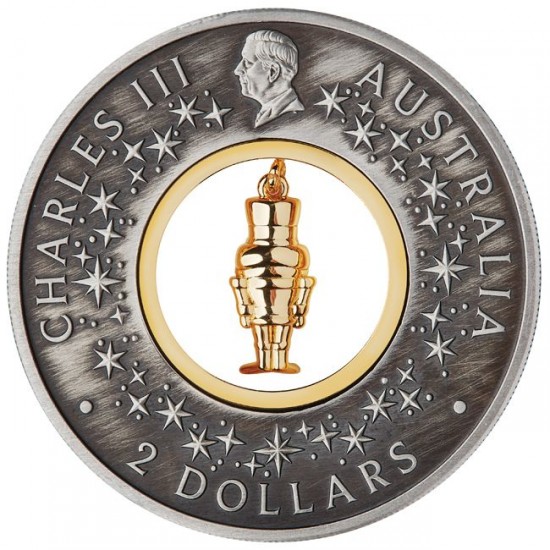 Diótörő Karácsonyra 2024 2 uncia antikolt ezüst pénzérme - CSAK 2500 PÉLDÁNYBAN!