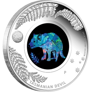 Opál sorozat - Tasmán ördög 2014 1 uncia proof ezüst pénzérme