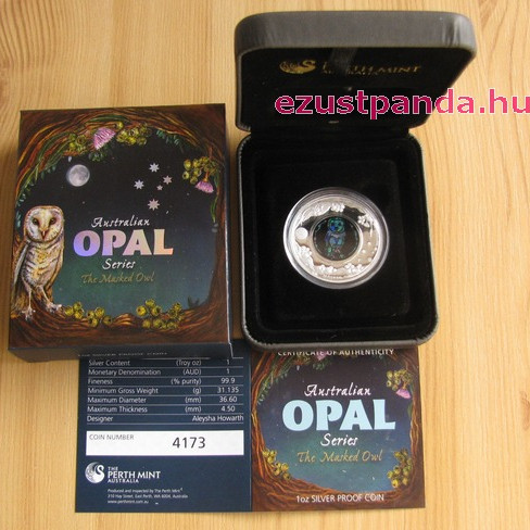 Opál sorozat - Gyöngybagoly 2014 1 uncia proof ezüst pénzérme Opál sorozat - Gyöngybagoly 2014 1 uncia proof ezüst pénzérme