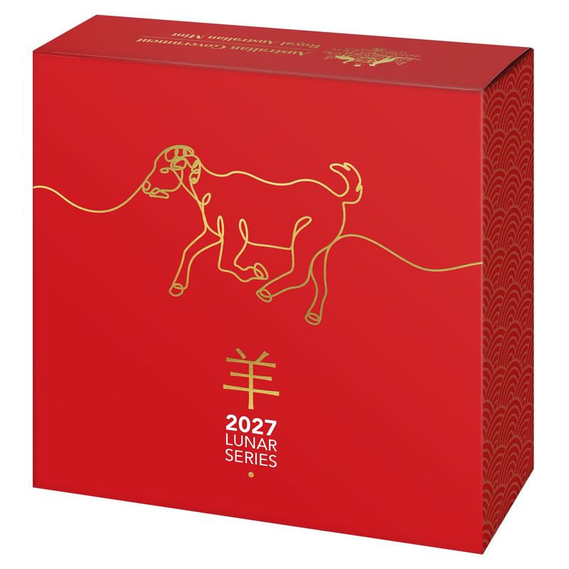 Kecske éve 2027 1 uncia ausztrál proof ezüst pénzérme (RAM), homorú ! Kecske éve 2027 1 uncia ausztrál proof ezüst pénzérme (RAM), homorú !