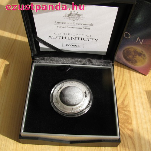 A Hold 2018 ausztrál proof ezüst pénzérme, domború A Hold 2018 ausztrál proof ezüst pénzérme, domború