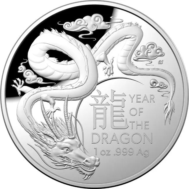 Sárkány éve 2024 1 uncia ausztrál proof ezüst pénzérme (RAM), homorú ! Sárkány éve 2024 1 uncia ausztrál proof ezüst pénzérme (RAM), homorú !