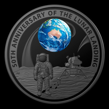 Holdraszállás Apollo 11 2019 1 uncia ausztrál proof, homorú ezüst pénzérme (RAM)