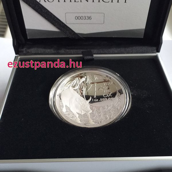 Bivaly éve 2021 1 uncia ausztrál proof ezüst pénzérme (RAM), homorú !