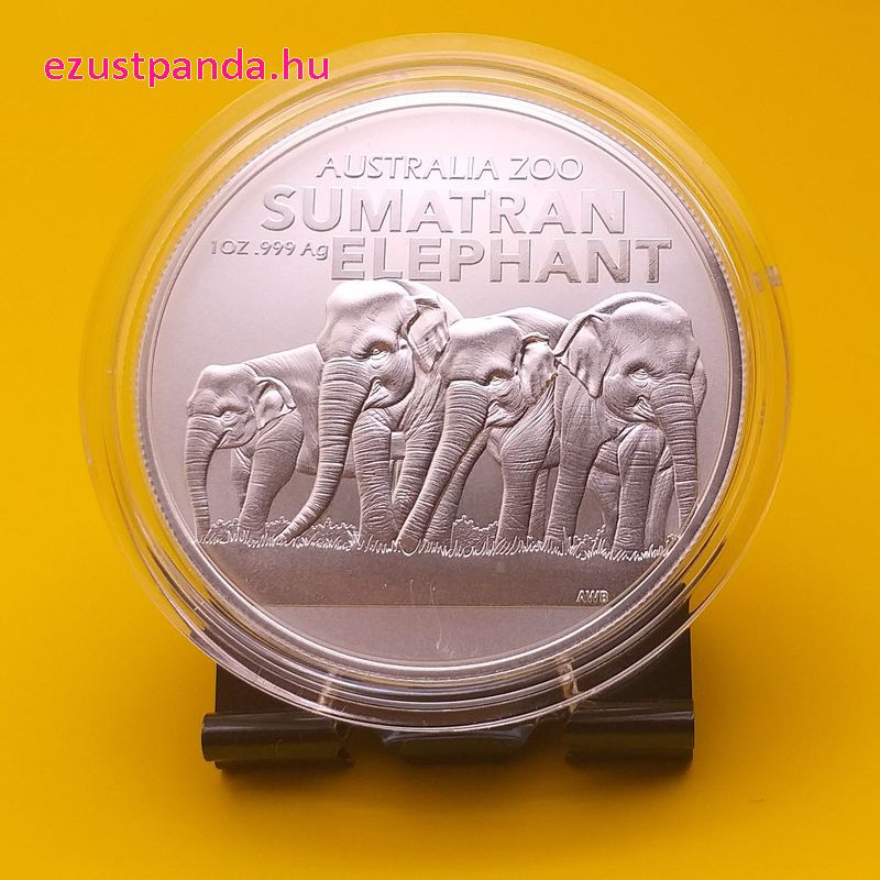 Szumátrai elefánt 2022 1 uncia ausztrál ezüst pénzérme (RAM) Szumátrai elefánt 2022 1 uncia ausztrál ezüst pénzérme (RAM)