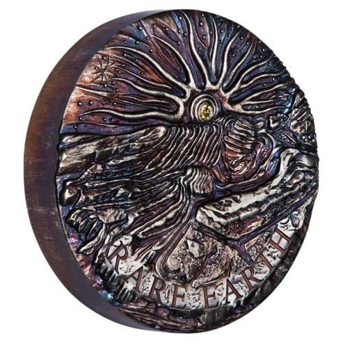 Ritka föld - Rare Earth 2018 5 uncia ezüst pénzérme gyémánttal Ritka föld - Rare Earth 2018 5 uncia ezüst pénzérme gyémánttal