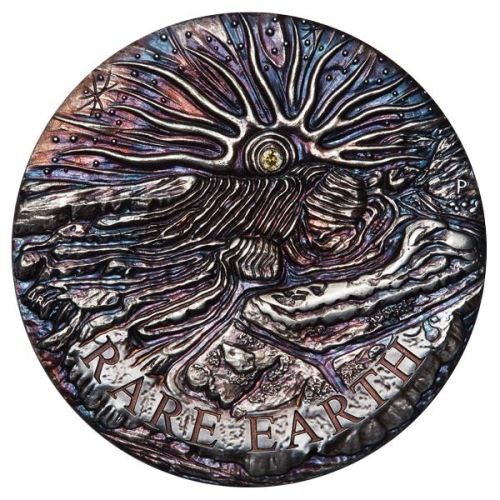Ritka föld - Rare Earth 2018 5 uncia ezüst pénzérme gyémánttal Ritka föld - Rare Earth 2018 5 uncia ezüst pénzérme gyémánttal