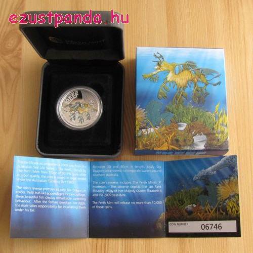 Korallzátony1 - Leveles tengeri sárkány 2010 1/2 uncia színes ezüst pénzérme Korallzátony1 - Leveles tengeri sárkány 2010 1/2 uncia színes ezüst pénzérme