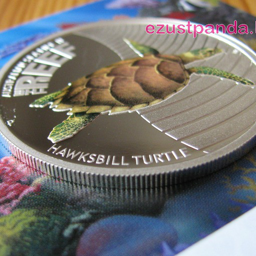 Korallzátony - Cserepesteknős 2011 1/2 uncia színes ezüst pénzérme