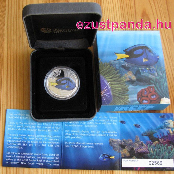 Korallzátony - Doktorhal 2012 1/2 uncia színes ezüst pénzérme