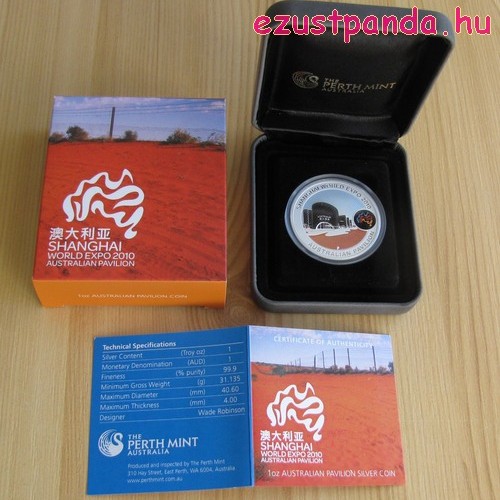 Shanghai ausztrál pavilon 1 uncia ausztrál ezüst pénzérme Shanghai ausztrál pavilon 1 uncia ausztrál ezüst pénzérme