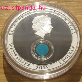 A világ kincsei - Türkiz 2015 1 uncia proof ezüst pénzérme türkizdarabokkal