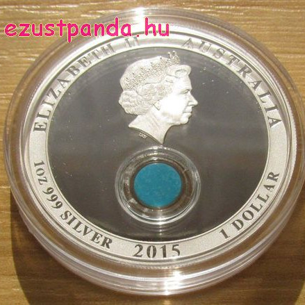 A világ kincsei - Türkiz 2015 1 uncia proof ezüst pénzérme türkizdarabokkal A világ kincsei - Türkiz 2015 1 uncia proof ezüst pénzérme türkizdarabokkal