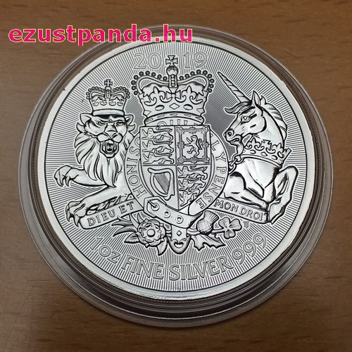 Angol királyi címer 2019 brit 1 uncia 2 GBP ezüst pénzérme