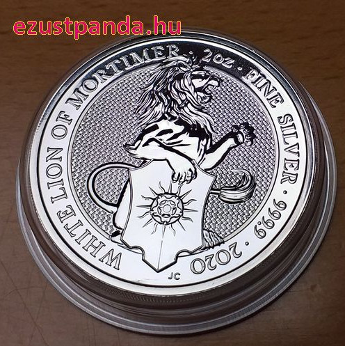 A királynő címerállatai - Mortimer Fehér oroszlánja 2020 2 uncia 5 GBP ezüst pénzérme A királynő címerállatai - Mortimer Fehér oroszlánja 2020 2 uncia 5 GBP ezüst pénzérme