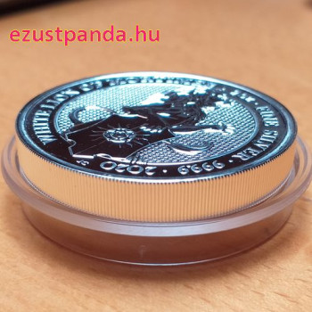 A királynő címerállatai - Mortimer Fehér oroszlánja 2020 2 uncia 5 GBP ezüst pénzérme