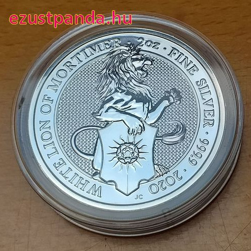 A királynő címerállatai - Mortimer Fehér oroszlánja 2020 2 uncia 5 GBP ezüst pénzérme A királynő címerállatai - Mortimer Fehér oroszlánja 2020 2 uncia 5 GBP ezüst pénzérme