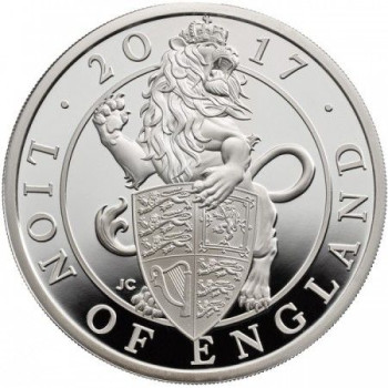 A királynő címerállatai - Oroszlán 2016 uncia 2 GBP proof ezüst pénzérme