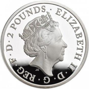 A királynő címerállatai - Oroszlán 2016 uncia 2 GBP proof ezüst pénzérme
