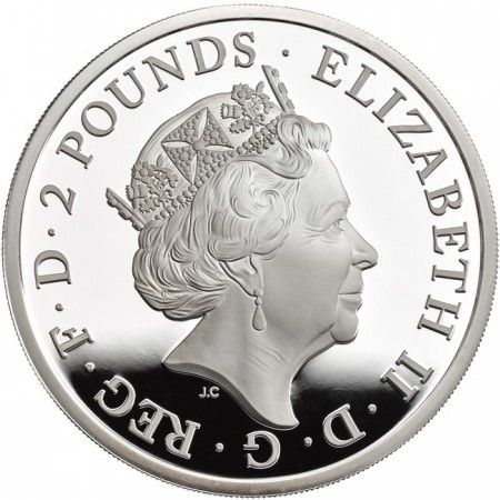 A királynő címerállatai - Oroszlán 2016 uncia 2 GBP proof ezüst pénzérme A királynő címerállatai - Oroszlán 2016 uncia 2 GBP proof ezüst pénzérme