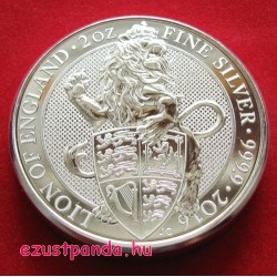 A királynő címerállatai - Oroszlán 2016 2 uncia 5 GBP ezüst pénzérme