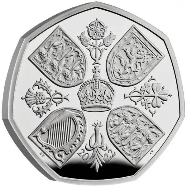 II. Erzsébet királynő emlékére 2022 brit 50 penny proof ezüst pénzérme díszdobozban - KÁROLY-FEJES!