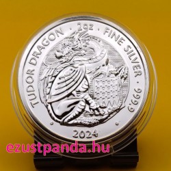 A Tudor-ház címerállatai - Sárkány 2024 2 uncia 5 GBP ezüst pénzérme