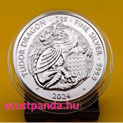 A Tudor-ház címerállatai - Sárkány 2024 2 uncia 5 GBP ezüst pénzérme