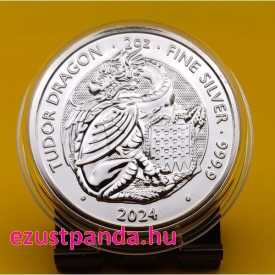 A Tudor-ház címerállatai - Sárkány 2024 2 uncia 5 GBP ezüst pénzérme A Tudor-ház címerállatai - Sárkány 2024 2 uncia 5 GBP ezüst pénzérme