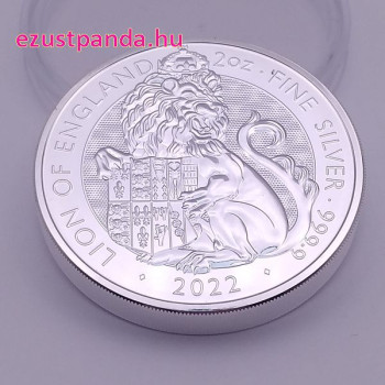 A Tudor-ház címerállatai - Oroszlán 2022 2 uncia 5 GBP ezüst pénzérme