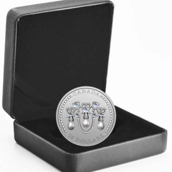 Lover's Knot Tiara - a Királynő fejdísze 2021 1 uncia kanadai proof ezüst pénzérme Swarovski kristályokkal
