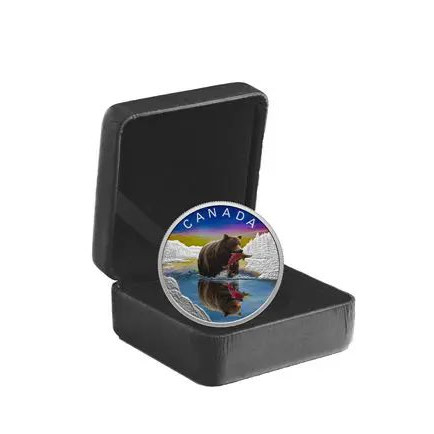 Tükröződés - Grizzlymedve 2024 1 uncia kanadai proof ezüst pénzérme