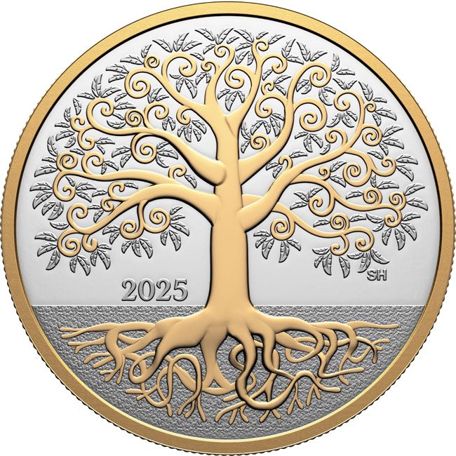 Az Élet fája 2025 1/2 uncia kanadai proof ezüst pénzérme