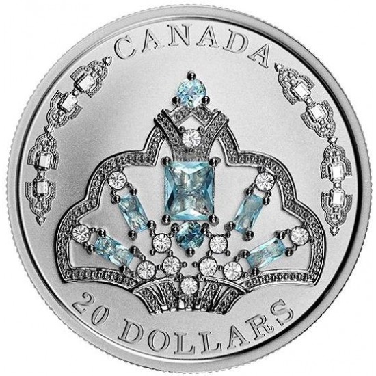 Akvamarin Tiara - a Királynő fejdísze 2020 1 uncia kanadai proof ezüst pénzérme Swarovski kristályokkal