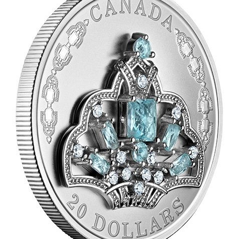 Akvamarin Tiara - a Királynő fejdísze 2020 1 uncia kanadai proof ezüst pénzérme Swarovski kristályokkal